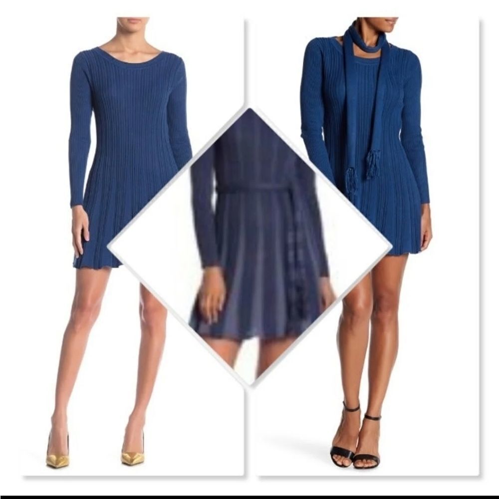 Papillon Fit & Flare Sweater Dress sz XL in Blue.